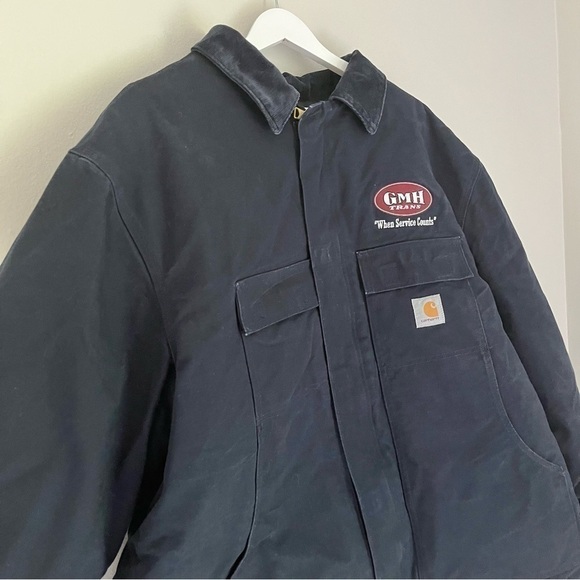 Carhartt Men’s Quilted Winter Duck Coat Navy Blue Size 3XL Logo Patch - Picture 3 of 13